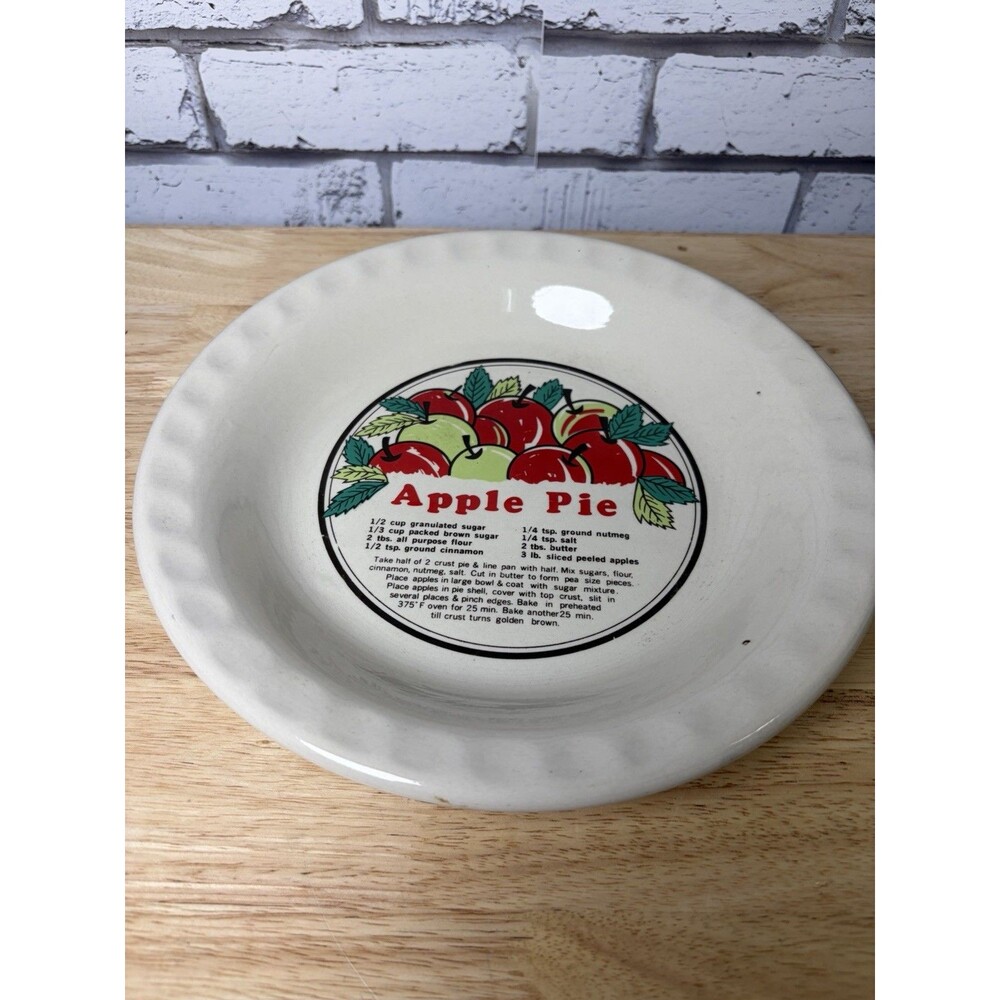 Sunnycraft Sunstone Apple Pie Plate 11"  w/Recipe Hand Crafted